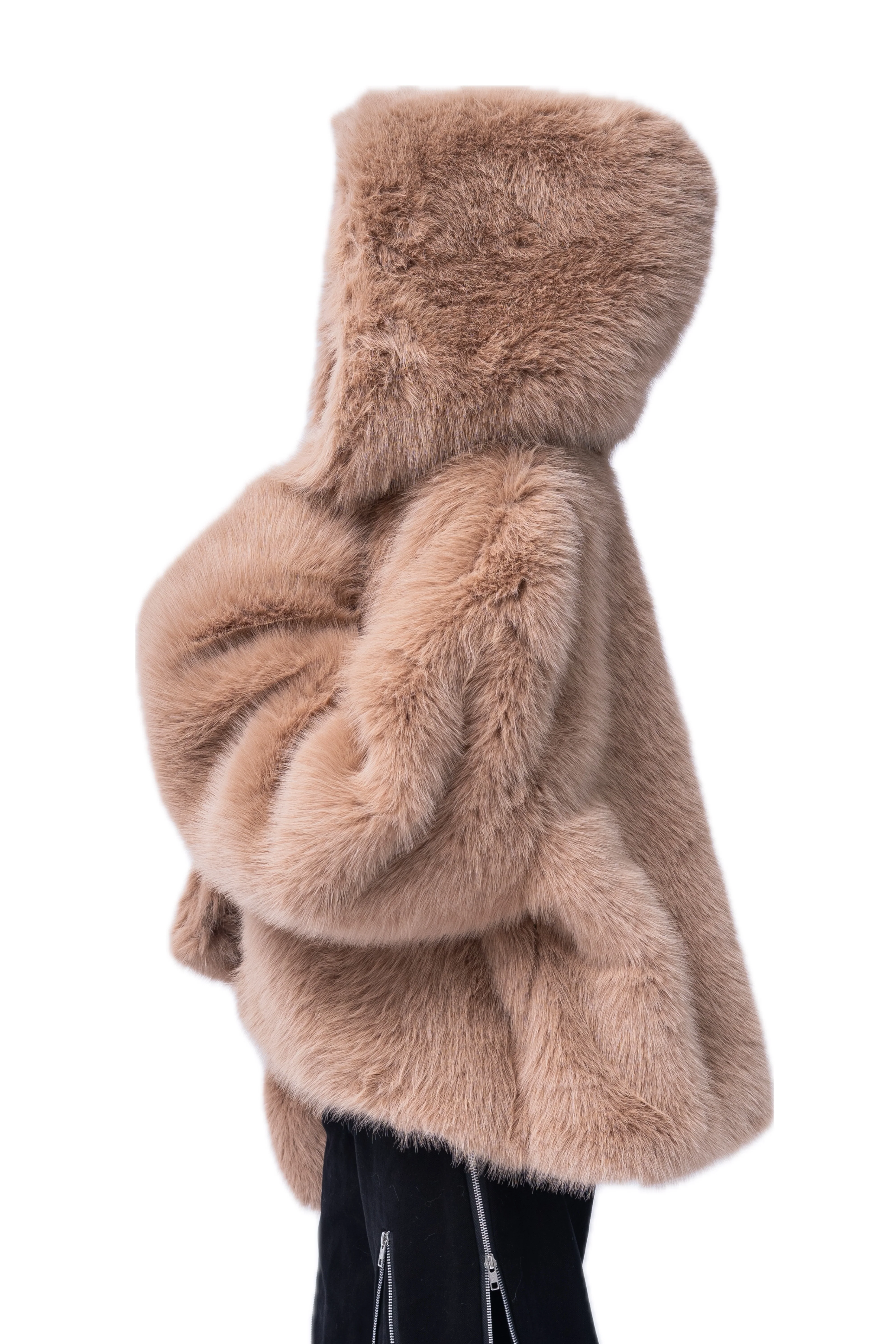 BROWN FAUX FUR COAT. - Image 4