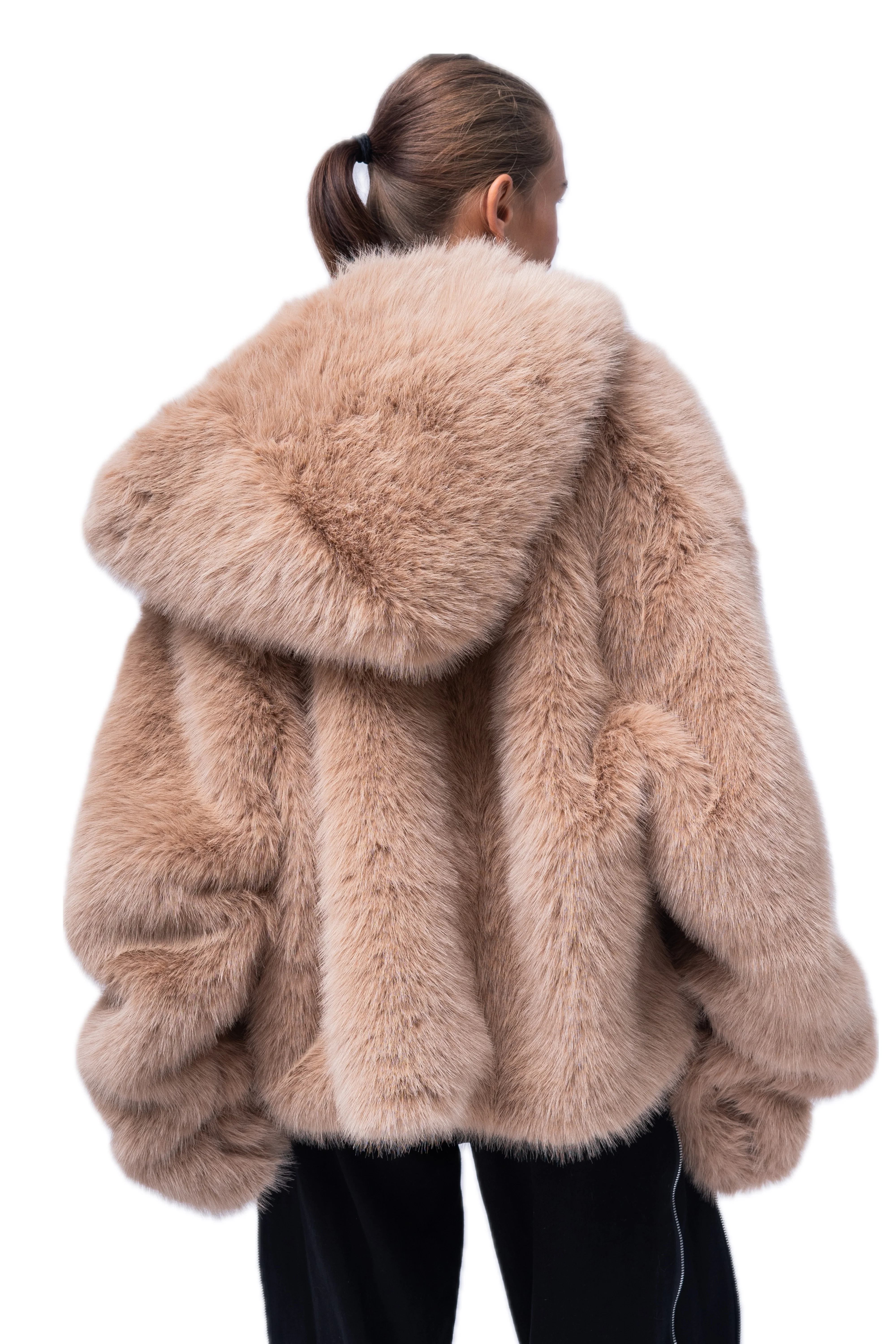 BROWN FAUX FUR COAT. - Image 5